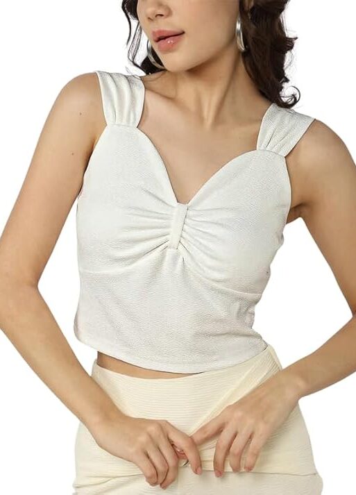 Premium Valentino Made Stylish Bow Pleated Crop Top
