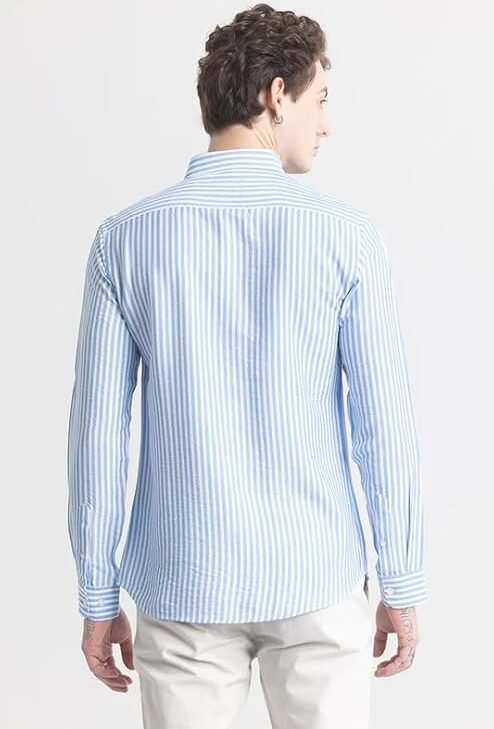 Men's Cotton Casual Printed Striped Stylish Latest Shirt for Men