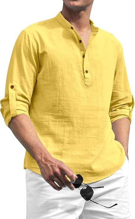 Casual Regular Fit Mandarin/Chinese Collor Short Kurta for Men