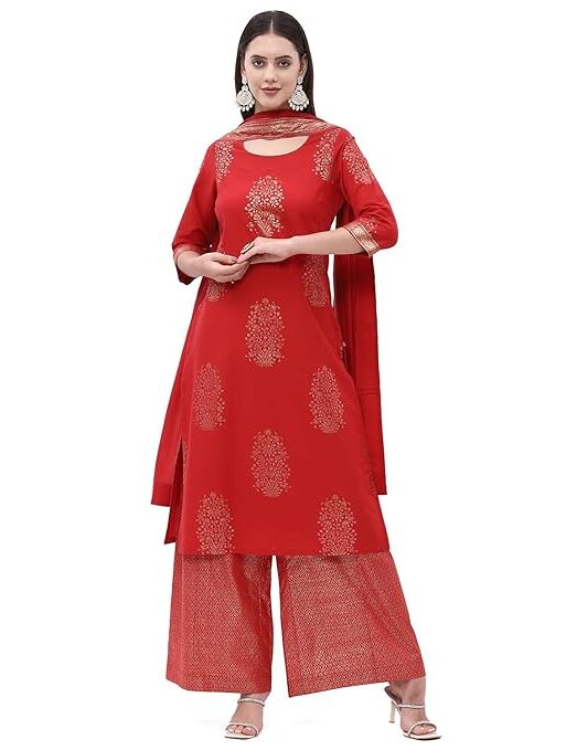 Straight Cotton Straight Kurta Palazzo Suit Set