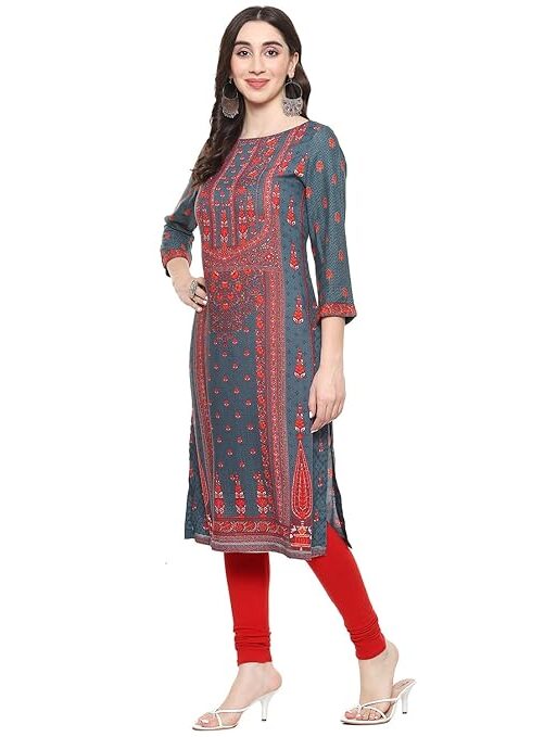 Women Liva Straight Printed Kurta