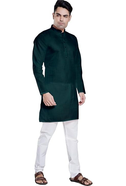 Plain Cotton Blend Linen Slim Fit Kurta Pyjama Set