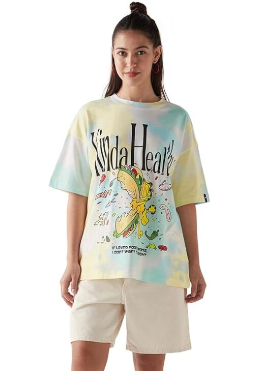 Graphic Printed Oversized Fit Half Sleeve Round Neck Cotton Jersey T-Shirt