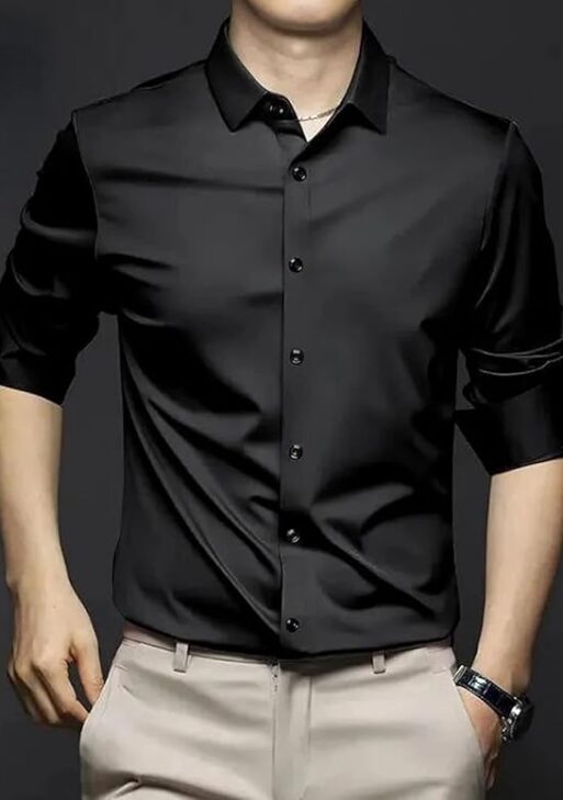 Solid Satin Casual Shirt for Men Full Sleeves| Poly Satin Silk Shirt