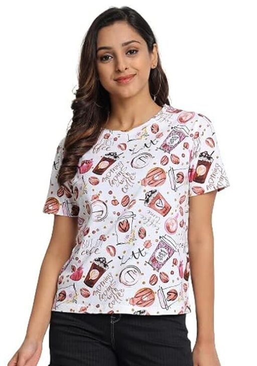 Regular Fit Printed Half Sleeves T-Shirt for Women