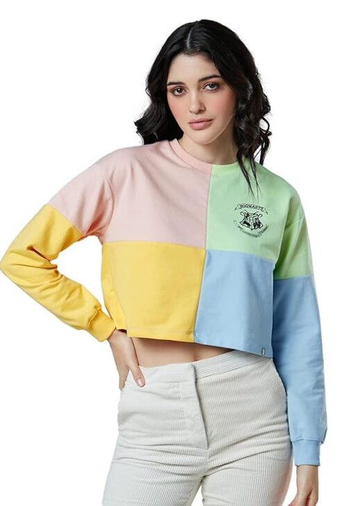 Colour Block Women and Girls|Full Sleeve| Loose fit Graphic Printed