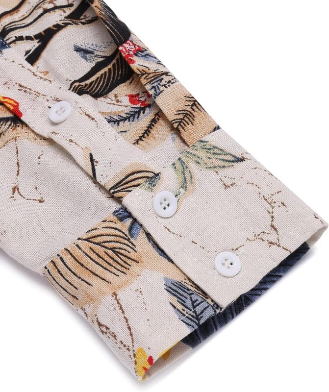Cotton Blend Full Sleeve Printed Short Kurta with Mandarin Collar - Image 2