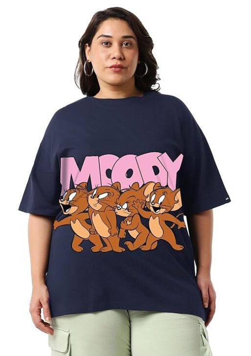 Cotton Graphic Print Oversized Fit Round Neck Plus Size T-Shirt