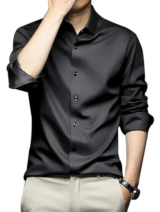 Solid Satin Casual Shirt for Men Full Sleeves| Poly Satin Silk Shirt