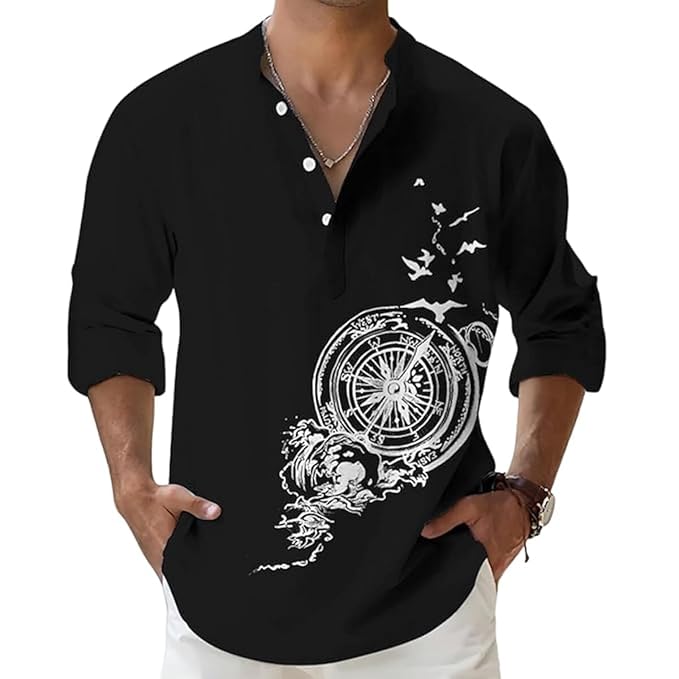 Cotton Blend Mandarin Collar Self One Design Full Sleeve