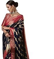 Women's Woven Design Ethnic Motif Georgette Kanjeevaram Saree With Unstiched Blouse Piece
