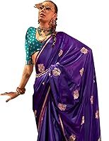Women's Satin Silk Bagh Printed Saree With Unstitched Blouse