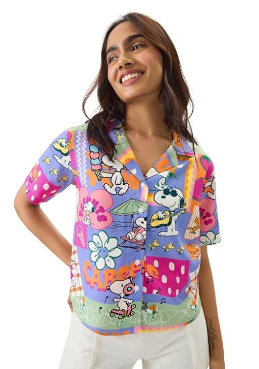 Girls Short Sleeve Collared Neck Button Front Regular Fit Rayon Summer Shirts