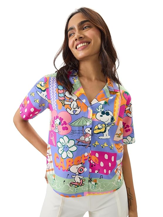 Girls Short Sleeve Collared Neck Button Front Regular Fit Rayon Summer Shirts