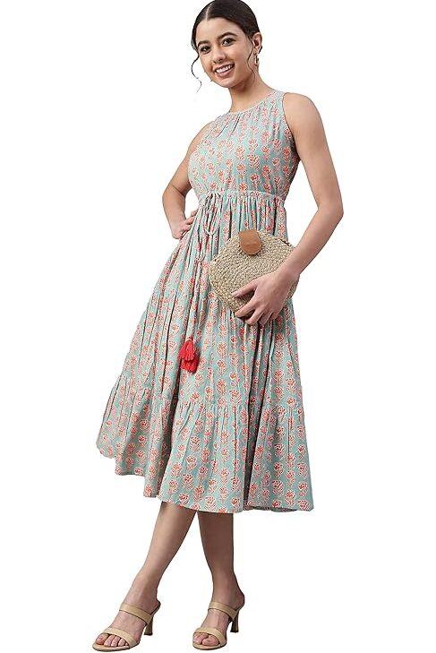 Women's Cotton Fit and Flare Midi Gown