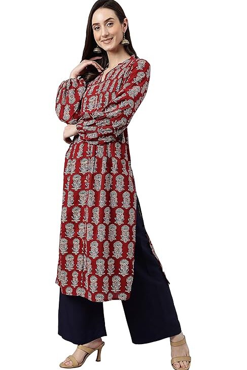 Women's Pure Cotton Floral Printed A-line Kurta