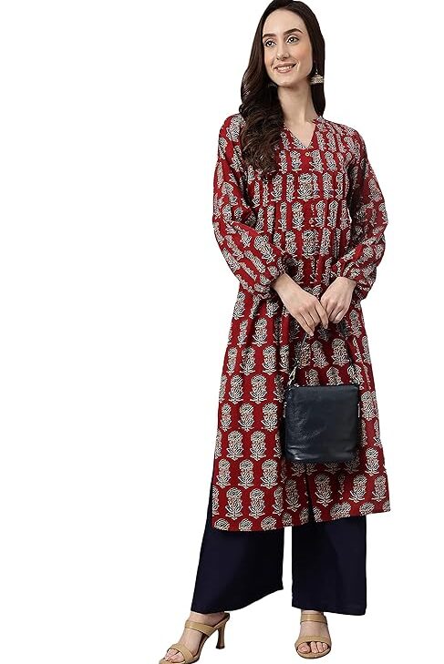 Women's Pure Cotton Floral Printed A-line Kurta