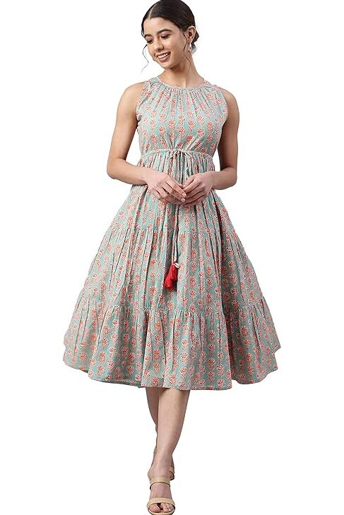 Women's Cotton Fit and Flare Midi Gown