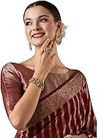 Women's Woven Design Leheriya Georgette Kanjeevaram Saree With Unstiched Blouse Piece