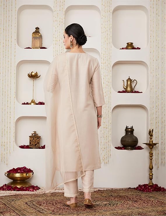 Women's Embroidered Kurta Pant Set with Dupatta