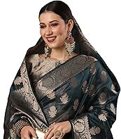 Women's Sunflower Organza Silk Woven Zari Saree With Unstitched Blouse Piece