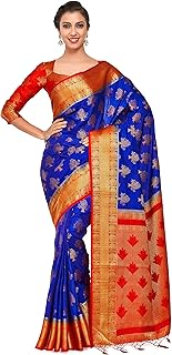 Women's Art Silk Kanjivarm Pattu Saree With Contrast Blouse